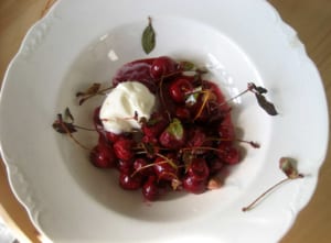 Sally Schneider's Warm Fresh Cherries with Leaves