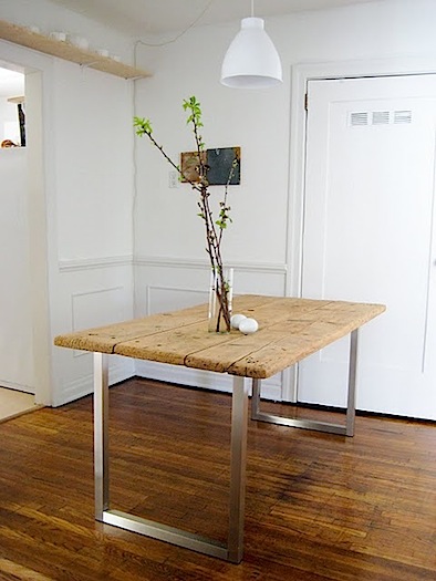 rustic table with modern base