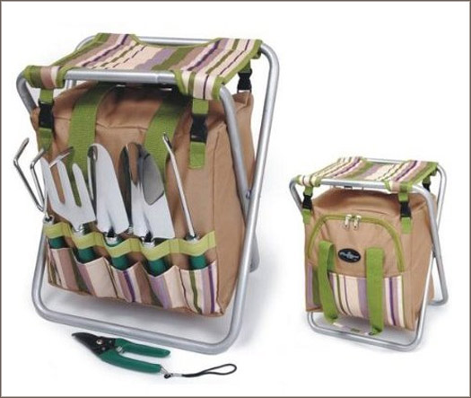 folding stool carryall with toolholder
