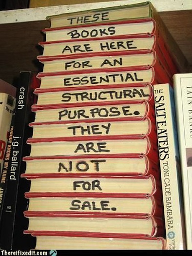 books as bricks for shelving