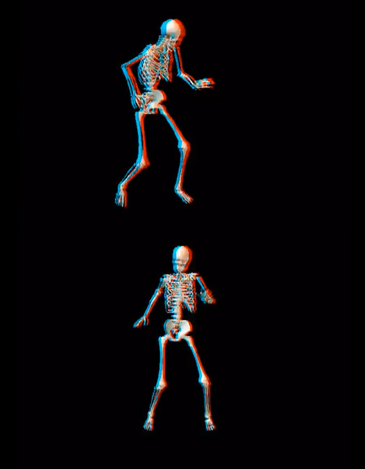 skeleton doing the Twist via YouTube