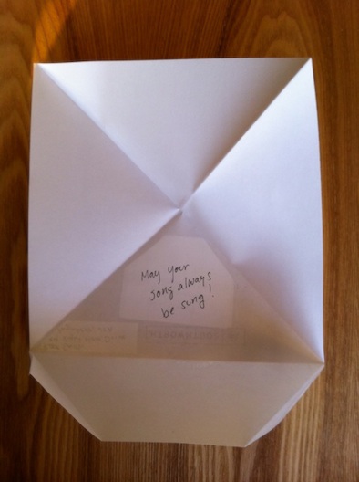 triangular letter opened with message