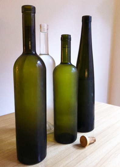 wine bottles used as water decanter