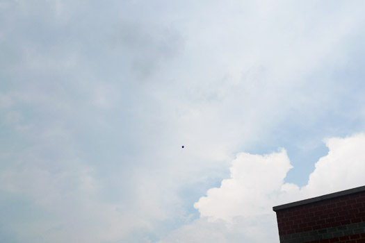 liberated helium balloon in the air