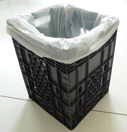 garbage can made from water bottle crate