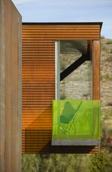 rusted corrugated metal siding for a modern house