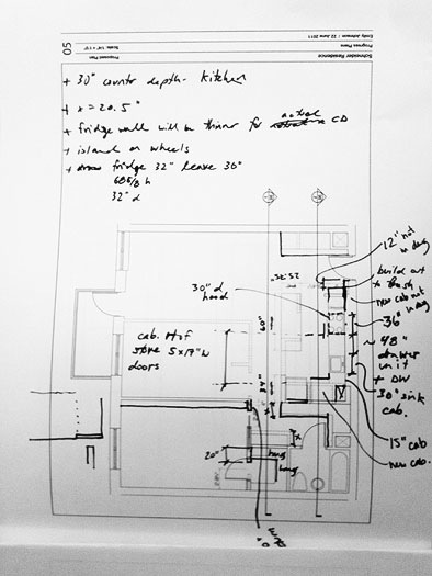 Emily Johnson's notation on The Improvised Life's Laboratory plans