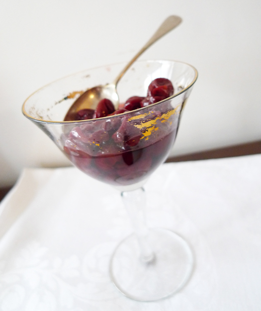 dried cherries in grappa recipe from The Improvisational Cook