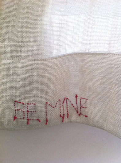 valentine message on a curtain