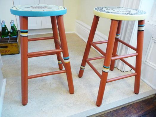 Julie Houston's bar stools after painting