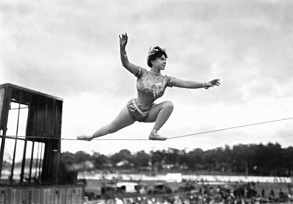 tightrope walker vintage photo