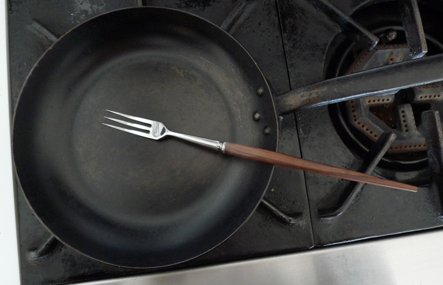 fondue fork cook's tool w pan