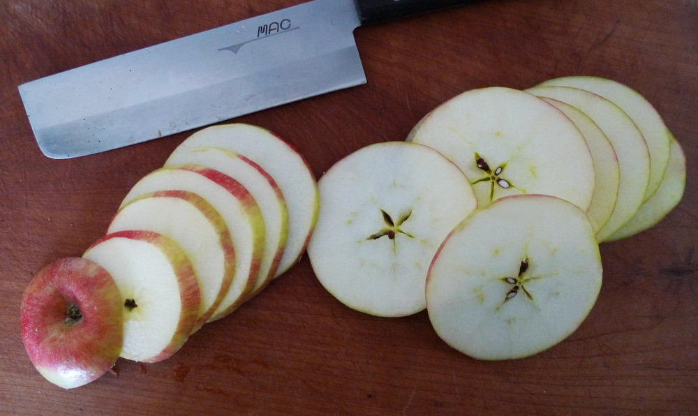 top sliced apple process