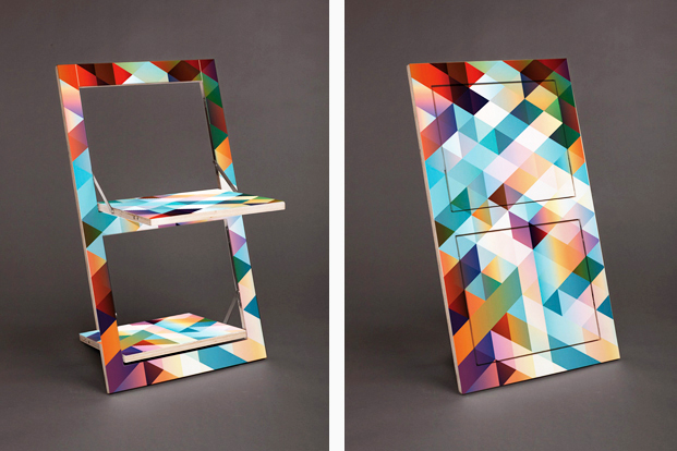 klappstuhl flapps criss cross colorful geometric folding chair