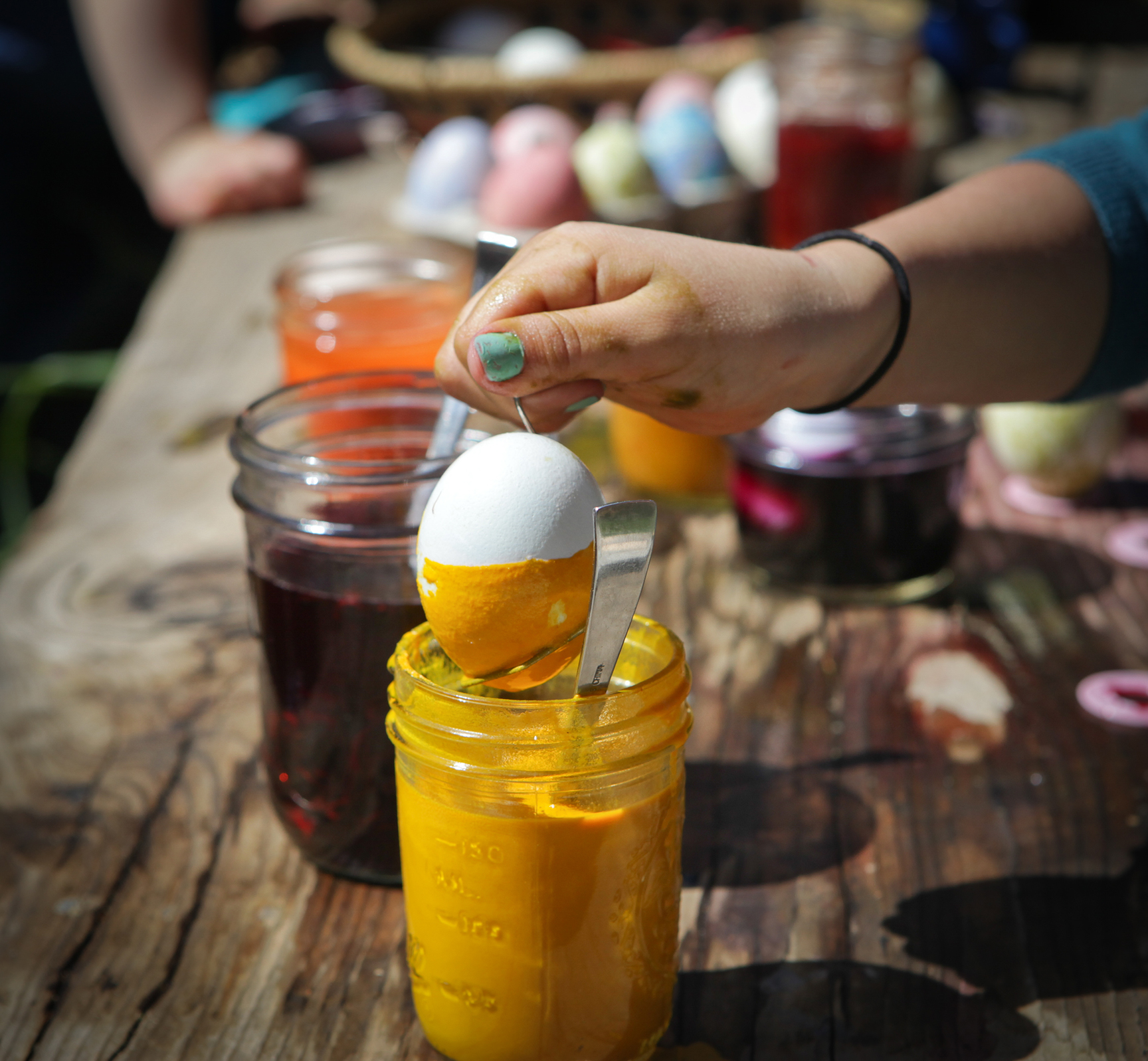 naturally dyed eggs-tumeric-yellow mountainfeed.com