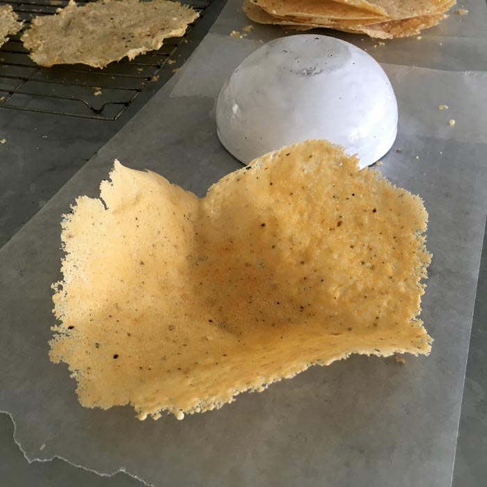 cheese crisps with bowl